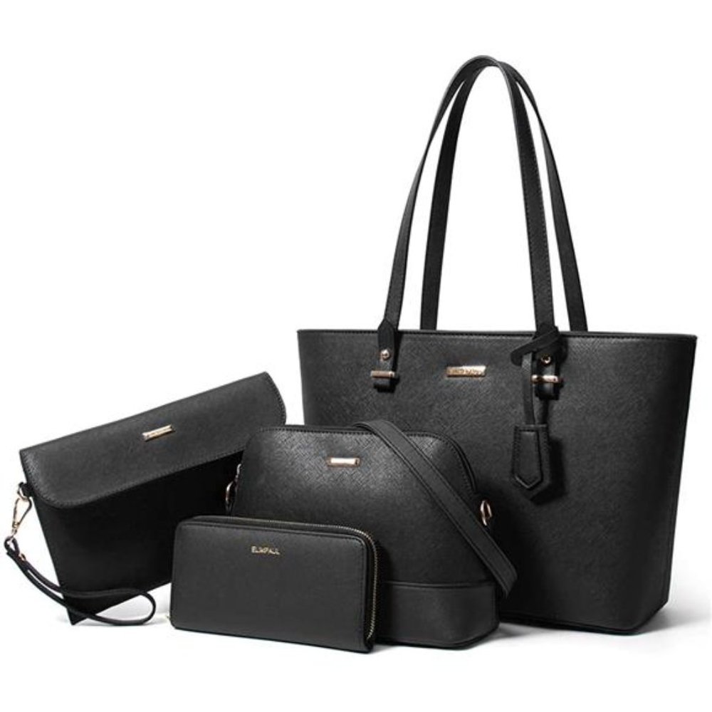 4pc Womens Handbag, Wallet, Tote, and Shoulder Bag